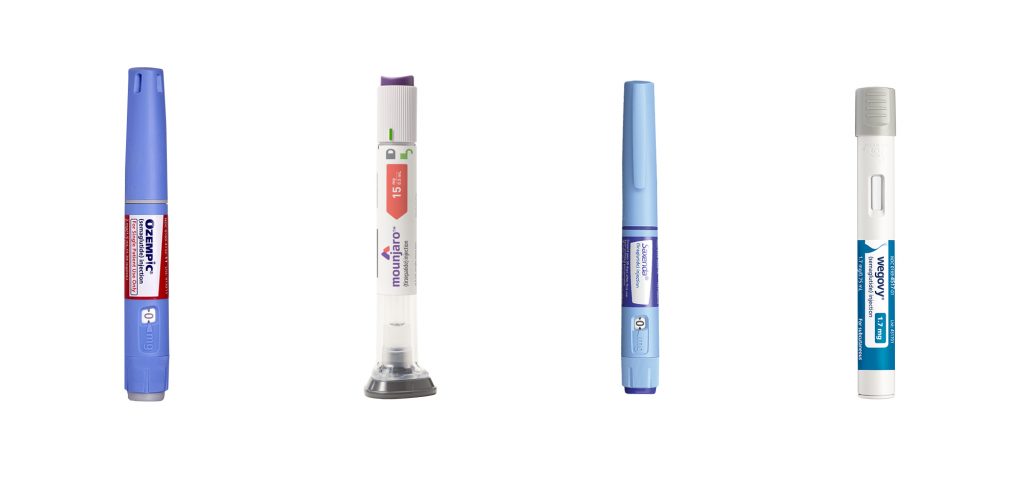 Saxenda, Ozempic, Wegovy en Mounjaro injectiepennen voor gewichtsverlies en diabetesbehandeling