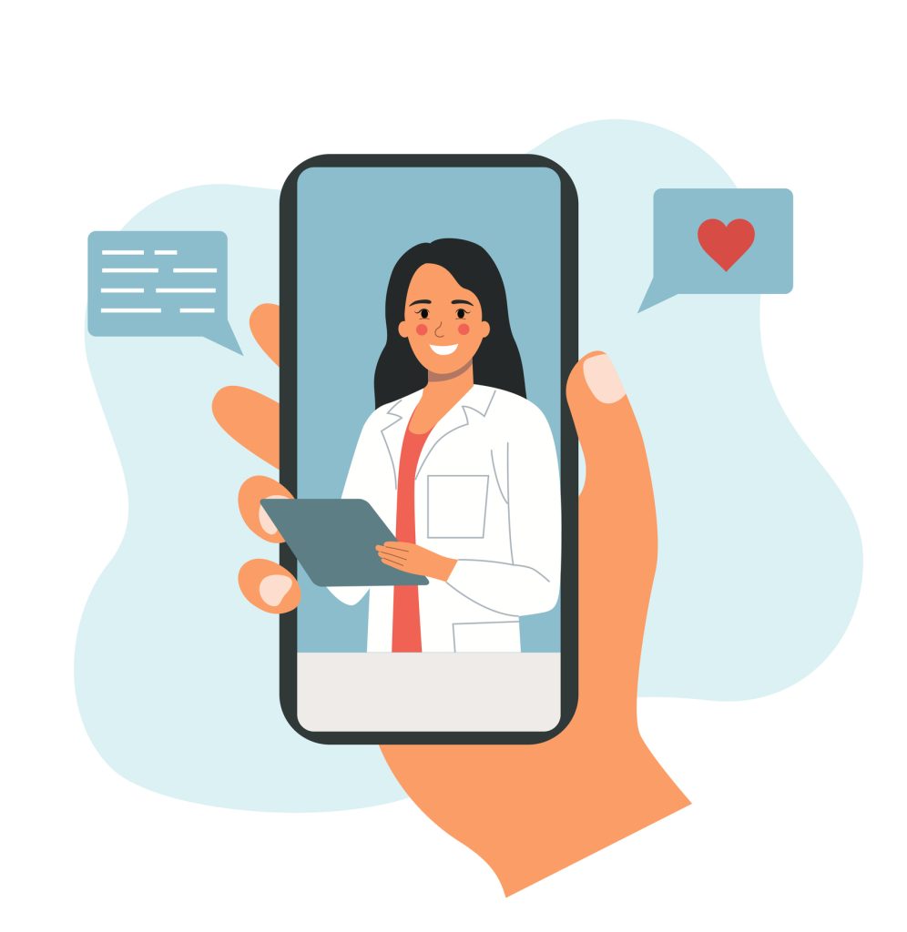 Telefoon toont illustratie van arts — symbool voor online bestellen van retatrutide zonder recept in Nederland
