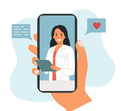 Telefoon toont illustratie van arts — symbool voor online bestellen van retatrutide zonder recept in Nederland